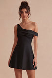 A-Line One Shoulder Little White Dress