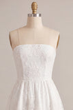 Strapless A-Line Floral Ruffled Little White Dress