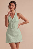 A-Line V-Neck Little White Dress with 3D Flower