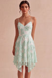 A-Line Ivory Spaghetti Straps Floral Mini Dress
