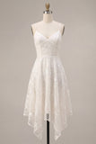 A-Line Ivory Spaghetti Straps Floral Mini Dress