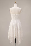 A-Line Ivory Spaghetti Straps Floral Mini Dress
