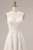 A-Line Ivory Spaghetti Straps Floral Mini Dress