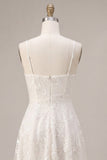 A-Line Ivory Spaghetti Straps Floral Mini Dress