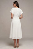 A-Line Chiffon V-Neck Little White Dress