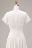 A-Line Chiffon V-Neck Little White Dress