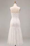 A-Line Thick Straps Floral Little White Dress