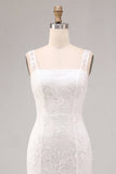 A-Line Thick Straps Floral Little White Dress