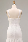 A-Line Thick Straps Floral Little White Dress