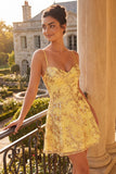 Yellow A-Line Spaghetti Straps Sequins Homecoming Dress