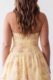 A-Line Yellow Halter Neck Floral Embroidered Homecoming Dress