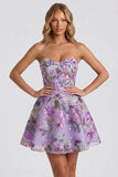 Lilac A-Line Sweetheart Floral Sequins Homecoming Dress with Lace Up Back