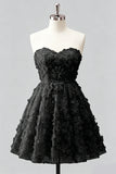 Dusty Rose Sweetheart A-Line Floral Beaded Homecoming Dress with Lace Up Back