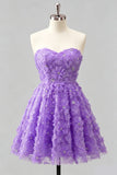 Dusty Rose Sweetheart A-Line Floral Beaded Homecoming Dress with Lace Up Back