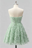 Dusty Rose Sweetheart A-Line Floral Beaded Homecoming Dress with Lace Up Back