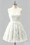 Dusty Rose Sweetheart A-Line Floral Beaded Homecoming Dress with Lace Up Back