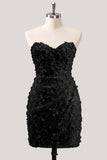 Bodycon Strapless Floral Sheer Corset Sequins Homecoming Dress with Lace Up Back