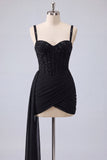 Pink Bodycon Corset Ruched Beaded Lace Up Back Homecoming Dress with Sash