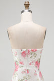 Sparkly Floral Sequins White KeyHole Bodycon Sweetheart Short Formal Dress