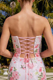 Sparkly Sweetheart White Key Hole Bodycon Floral Sequins Homecoming Dress with Lace Up Back