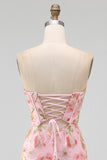 Light Blue Bodycon Strapless Sequins Corset Lace Up Back Homecoming Dress with Bow