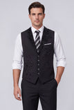 Black Single Breasted Peak Lapel Men's Suit Vest with Beading