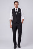 Black Single Breasted Peak Lapel Men's Suit Vest with Beading