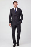 Black Double Breasted Peak Lapel 2 Piece Men's Prom Suits