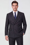 Black Double Breasted Peak Lapel 2 Piece Men's Prom Suits