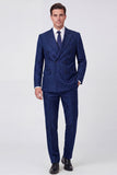 Black Double Breasted Peak Lapel 2 Piece Men's Prom Suits