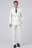 Black Double Breasted Peak Lapel 2 Piece Men's Prom Suits