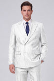 Black Double Breasted Peak Lapel 2 Piece Men's Prom Suits
