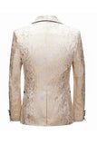 Gold Shawl Lapel 2 Piece One Button Jacquard Men's Prom Suits