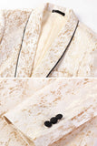 Gold Shawl Lapel 2 Piece One Button Jacquard Men's Prom Suits