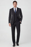 3 Piece Black Shawl Lapel One Button Men's Prom Suits with Beading
