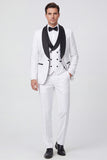 3 Piece Black Shawl Lapel One Button Men's Prom Suits with Beading