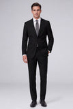 Dark Navy 2 Piece Peak Lapel One Button Men's Prom Suits