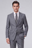 Dark Navy 2 Piece Peak Lapel One Button Men's Prom Suits