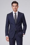 Dark Navy 2 Piece Peak Lapel One Button Men's Prom Suits