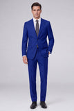 Dark Navy 2 Piece Peak Lapel One Button Men's Prom Suits
