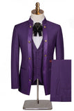 Beige Flower 3 Piece One Button Jacquard Men's Prom Suits
