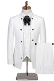 Beige Flower 3 Piece One Button Jacquard Men's Prom Suits