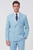 2 Piece Black Notch Lapel Double Breasted Men's Prom Suits