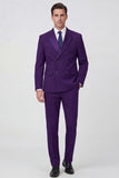 2 Piece Black Notch Lapel Double Breasted Men's Prom Suits
