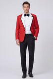 Peak Lapel Red 2 Piece One Button Men's Prom Suits
