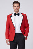 Peak Lapel Red 2 Piece One Button Men's Prom Suits