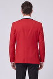 Peak Lapel Red 2 Piece One Button Men's Prom Suits
