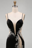 Black Bodycon Floral Spaghetti Straps Short Homecoming Dress with Beading