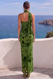 One Shoulder Mermaid Orange Maxi Floral Dress
