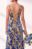 Mermaid Square Neck Velvet Floral Ruched Long Bridesmaid Dress